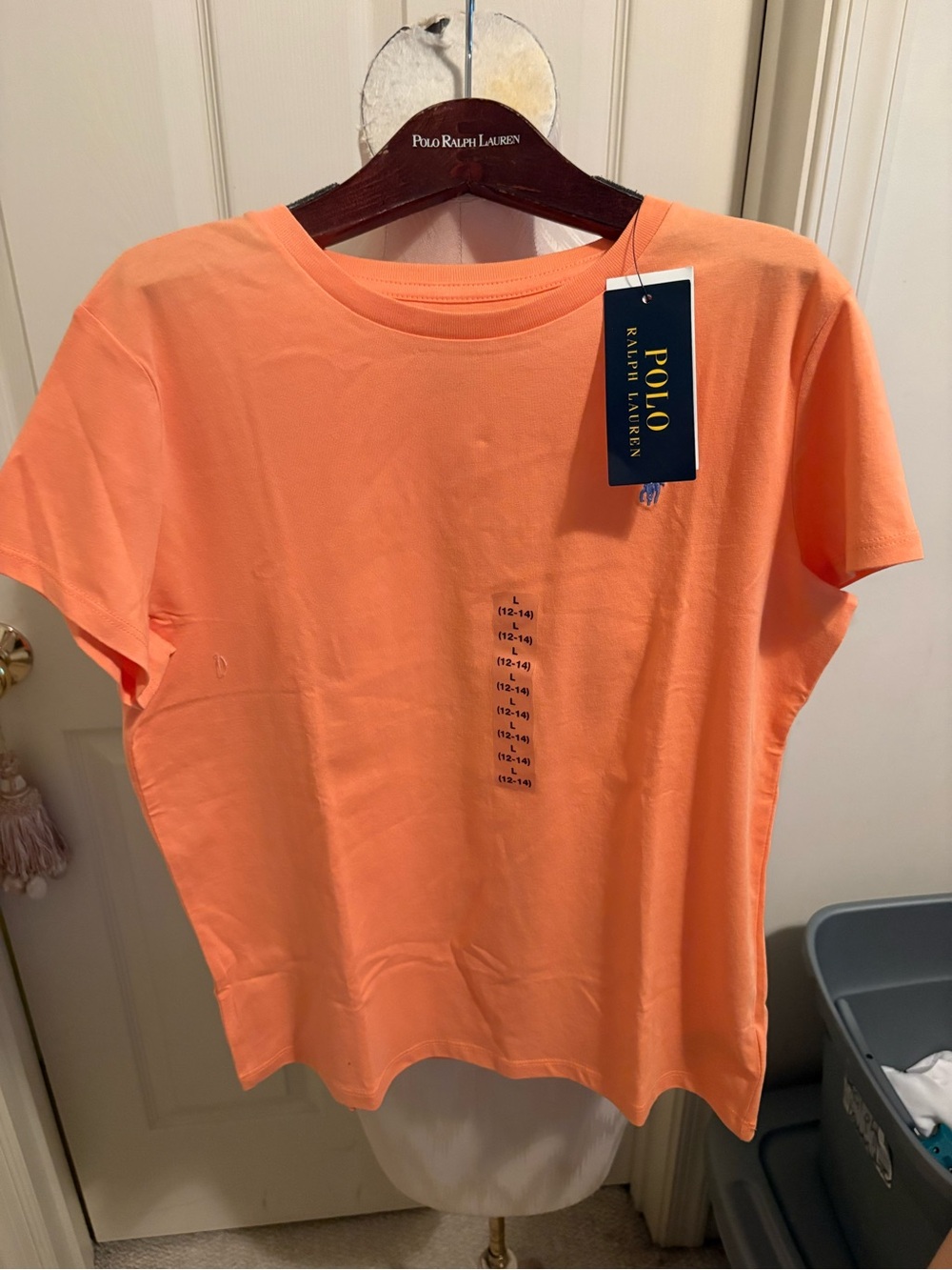 Polo by Ralph Lauren girls L (12-14) Short-Sleeve Crewneck Tee - Peach nwt